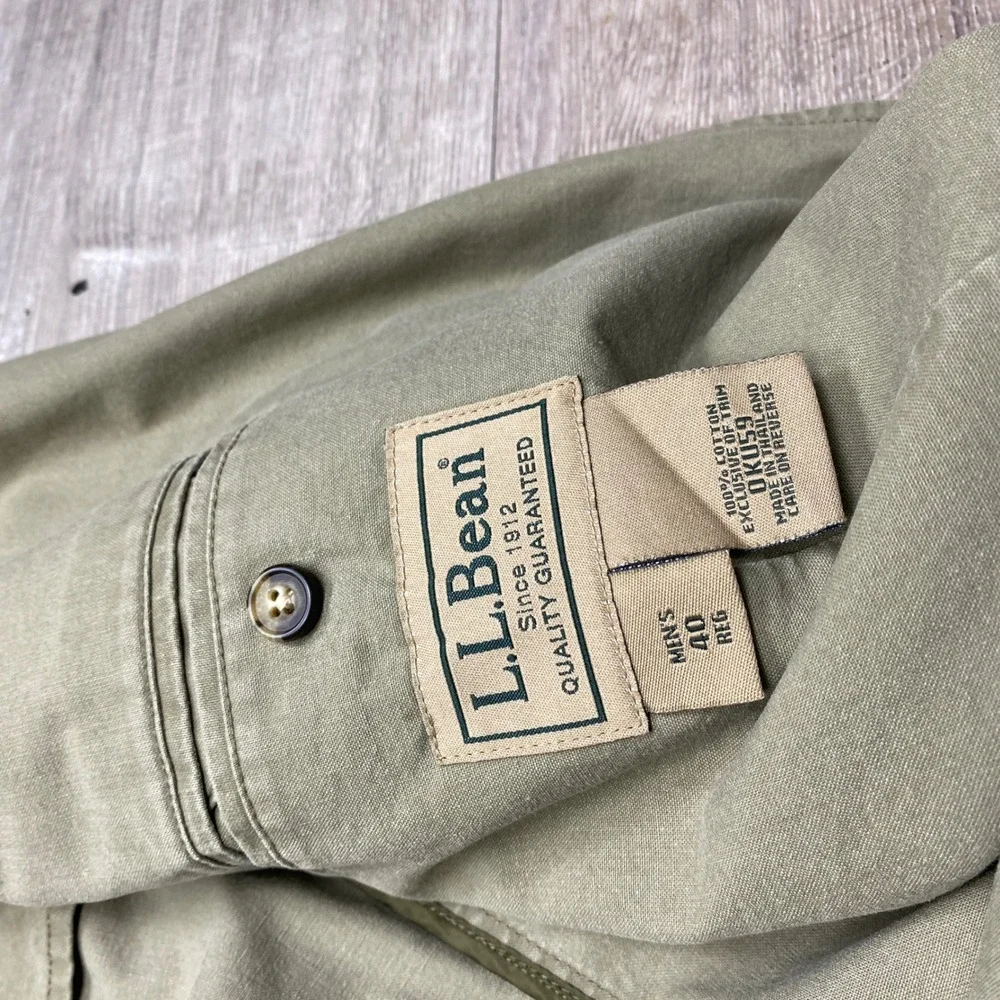 L.L. Bean Blazer Mens XL Green Cotton Canvas Unstructured 2-Button Sport Coat